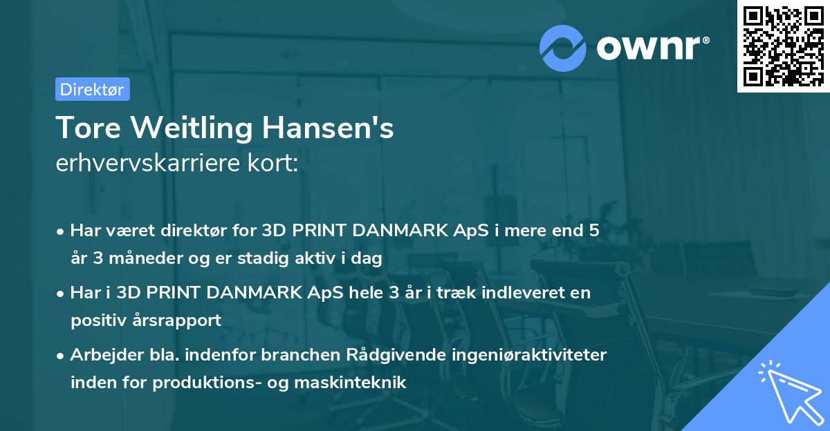 Tore Weitling Hansen's erhvervskarriere kort