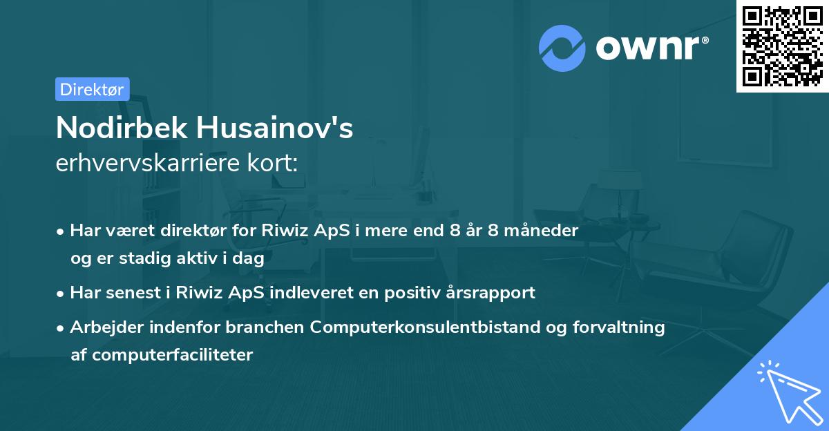 Nodirbek Husainov's erhvervskarriere kort