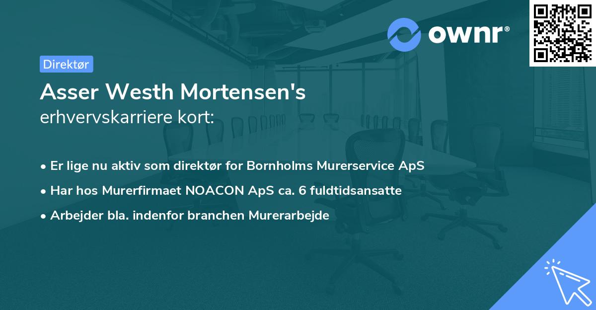 Asser Westh Mortensen's erhvervskarriere kort