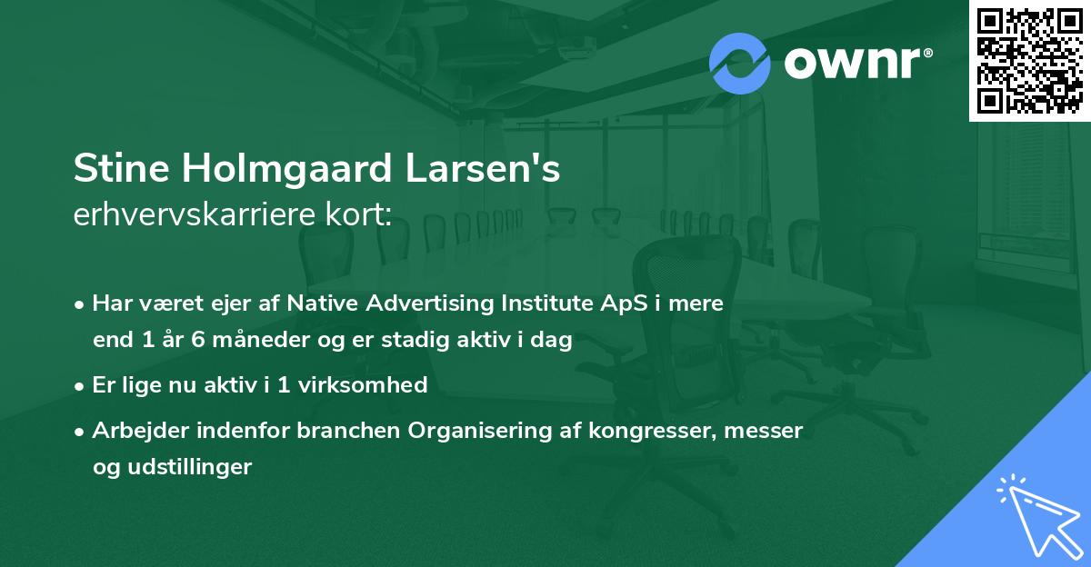 Stine Holmgaard Larsen's erhvervskarriere kort
