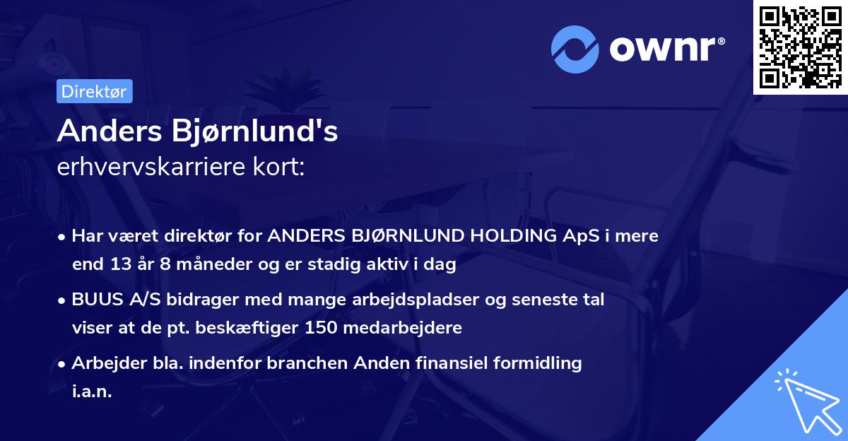 Anders Bjørnlund's erhvervskarriere kort