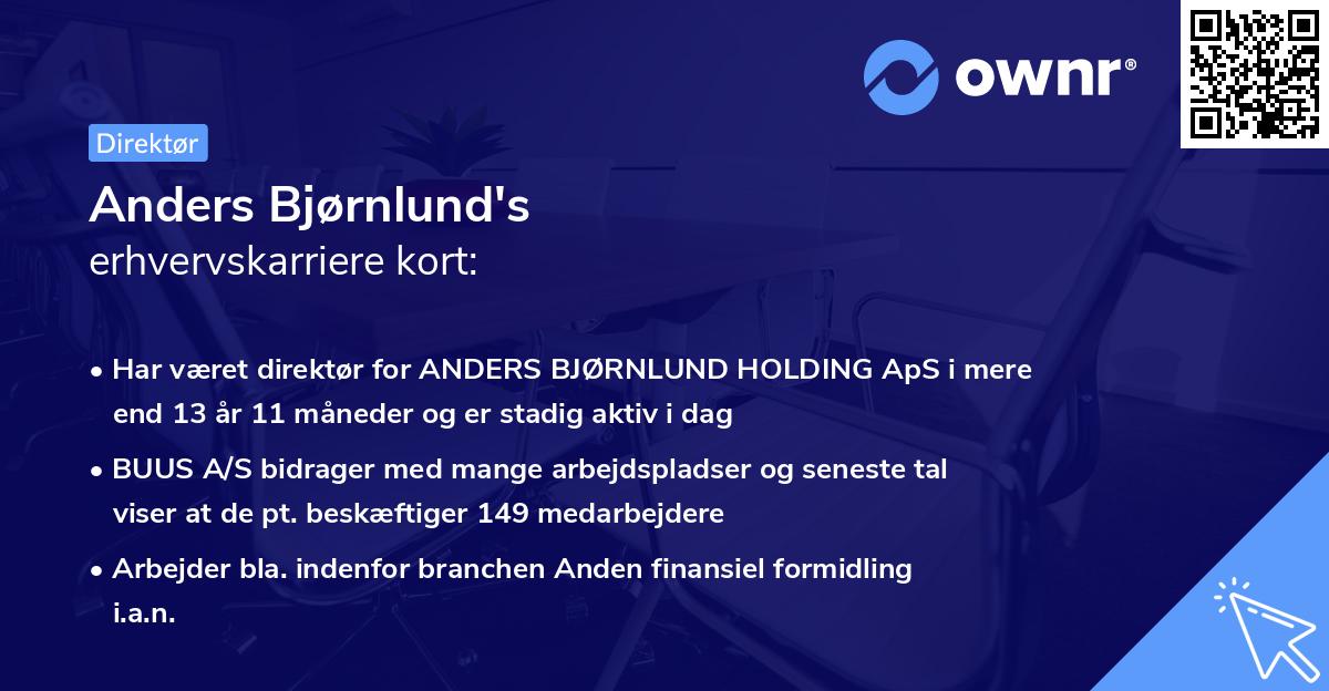 Anders Bjørnlund's erhvervskarriere kort