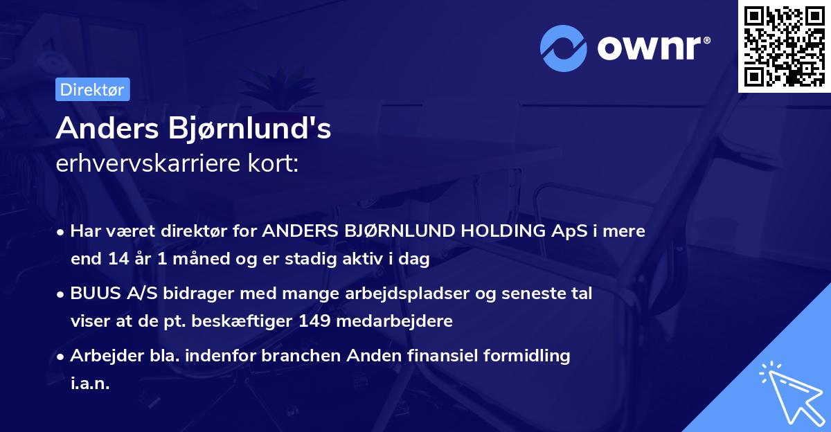 Anders Bjørnlund's erhvervskarriere kort