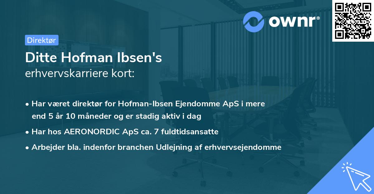 Ditte Hofman Ibsen's erhvervskarriere kort