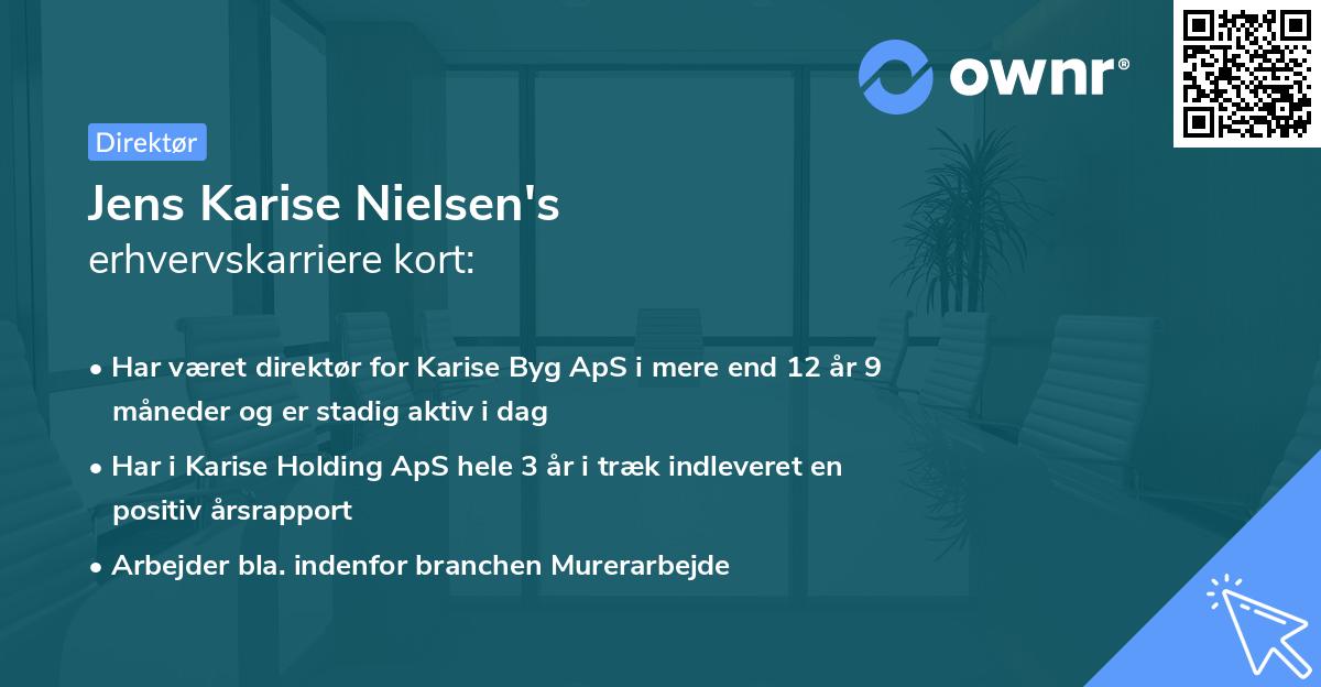 Jens Karise Nielsen's erhvervskarriere kort