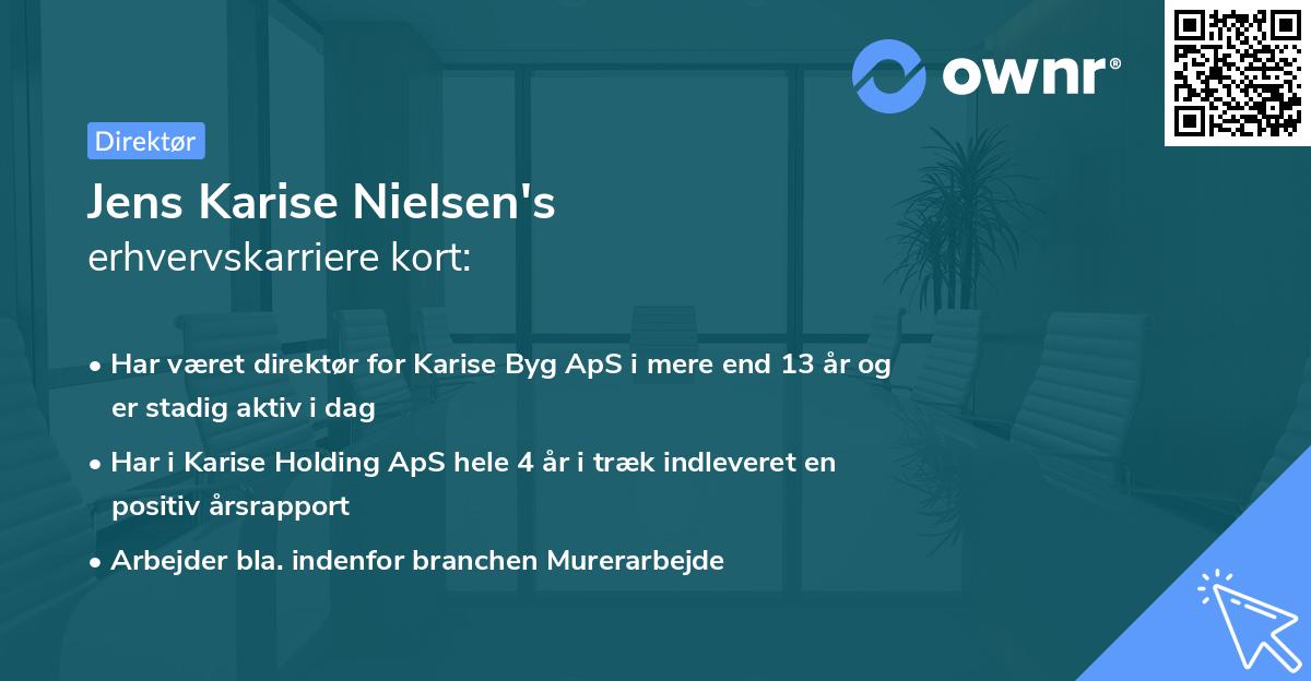 Jens Karise Nielsen's erhvervskarriere kort