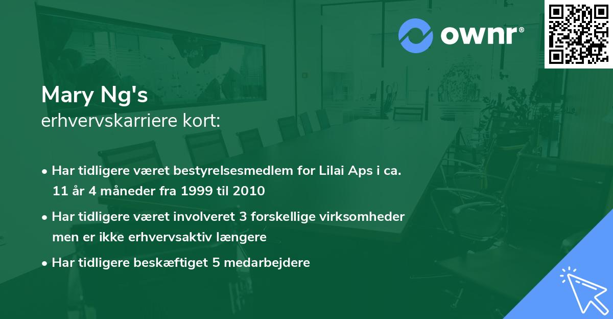 Mary Ng's erhvervskarriere kort