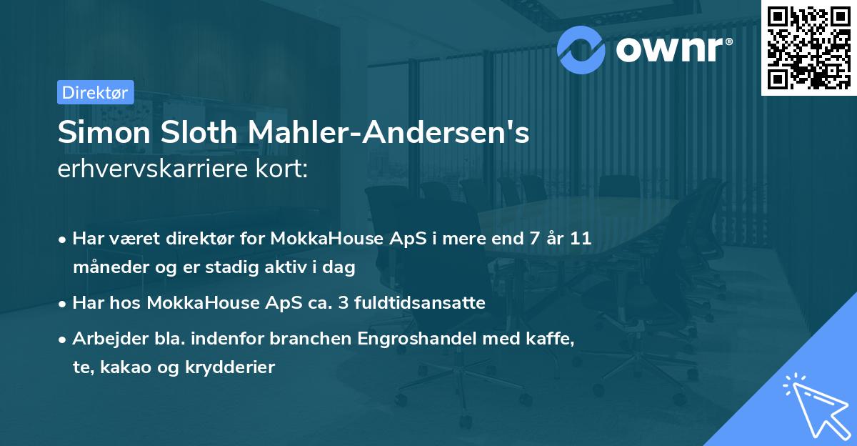 Simon Sloth Mahler-Andersen's erhvervskarriere kort