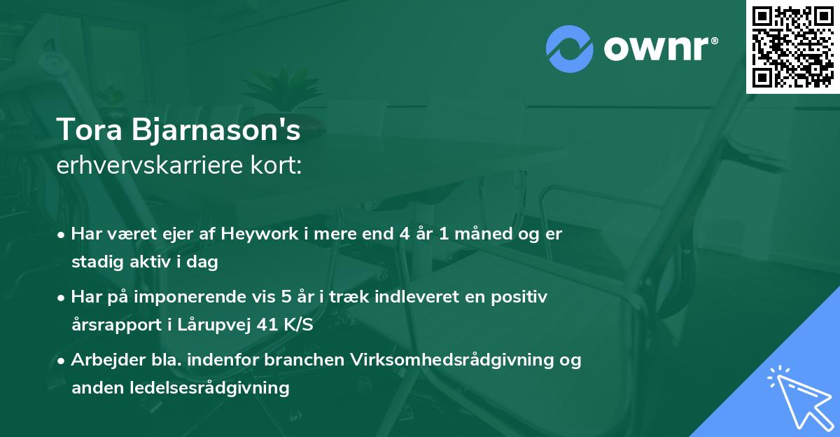 Tora Bjarnason's erhvervskarriere kort