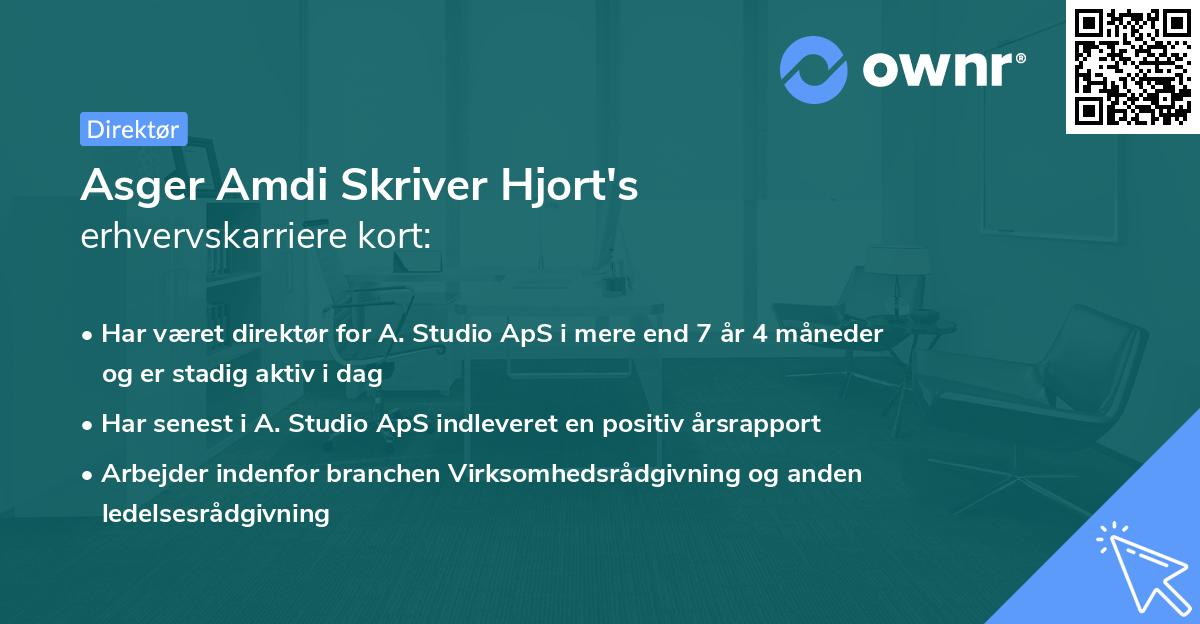Asger Amdi Skriver Hjort's erhvervskarriere kort