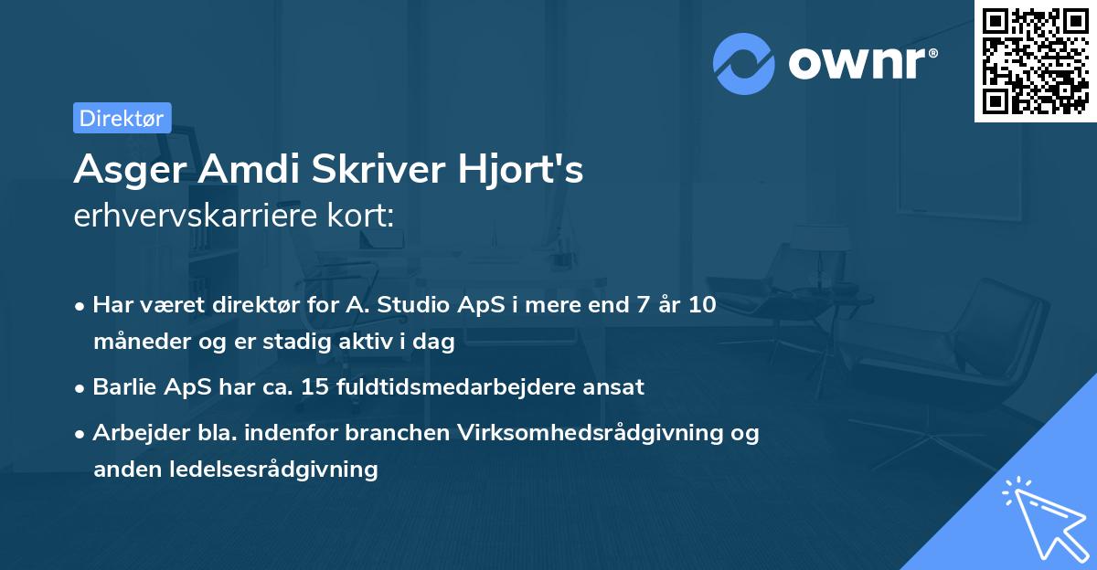 Asger Amdi Skriver Hjort's erhvervskarriere kort