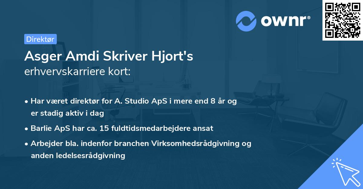 Asger Amdi Skriver Hjort's erhvervskarriere kort