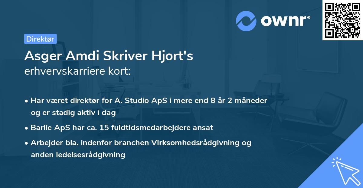 Asger Amdi Skriver Hjort's erhvervskarriere kort
