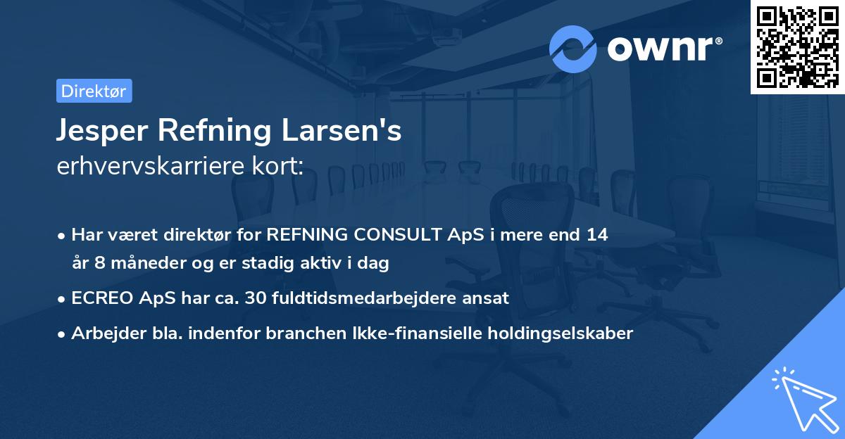 Jesper Refning Larsen's erhvervskarriere kort