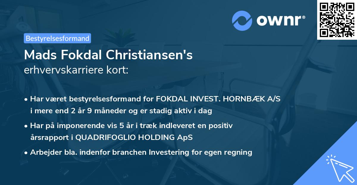 Mads Fokdal Christiansen's erhvervskarriere kort