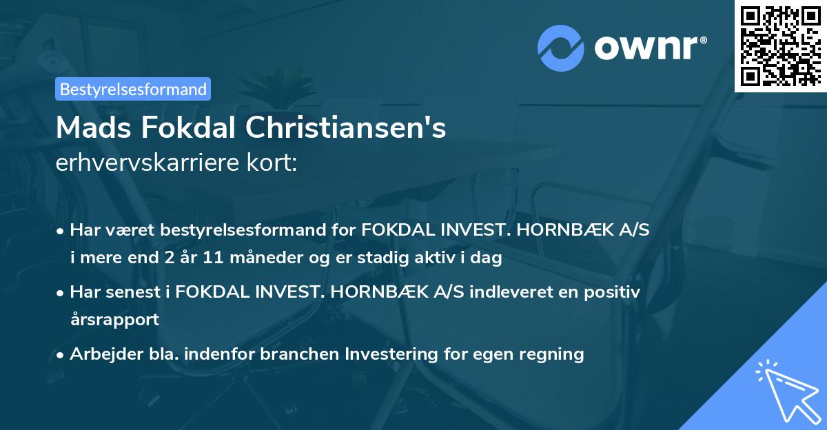 Mads Fokdal Christiansen's erhvervskarriere kort