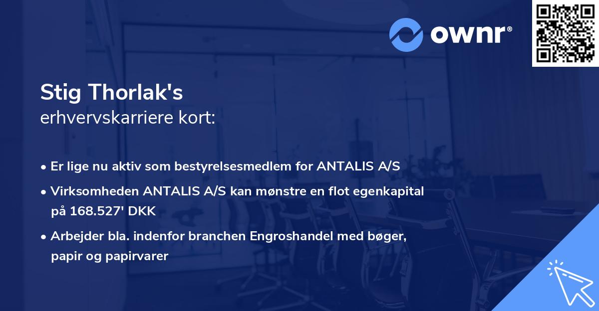 Stig Thorlak's erhvervskarriere kort