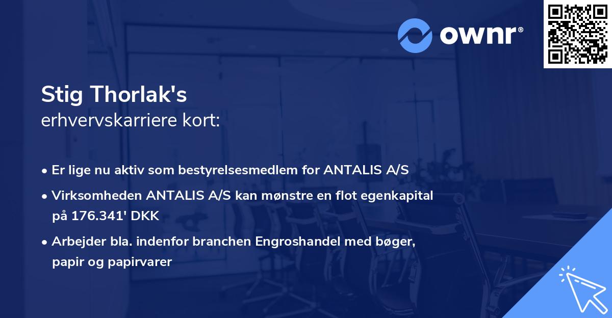 Stig Thorlak's erhvervskarriere kort