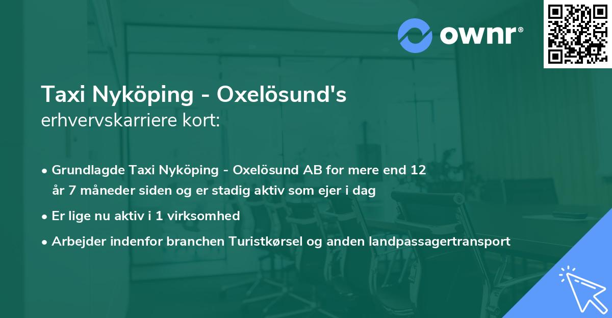 Taxi Nyköping - Oxelösund's erhvervskarriere kort