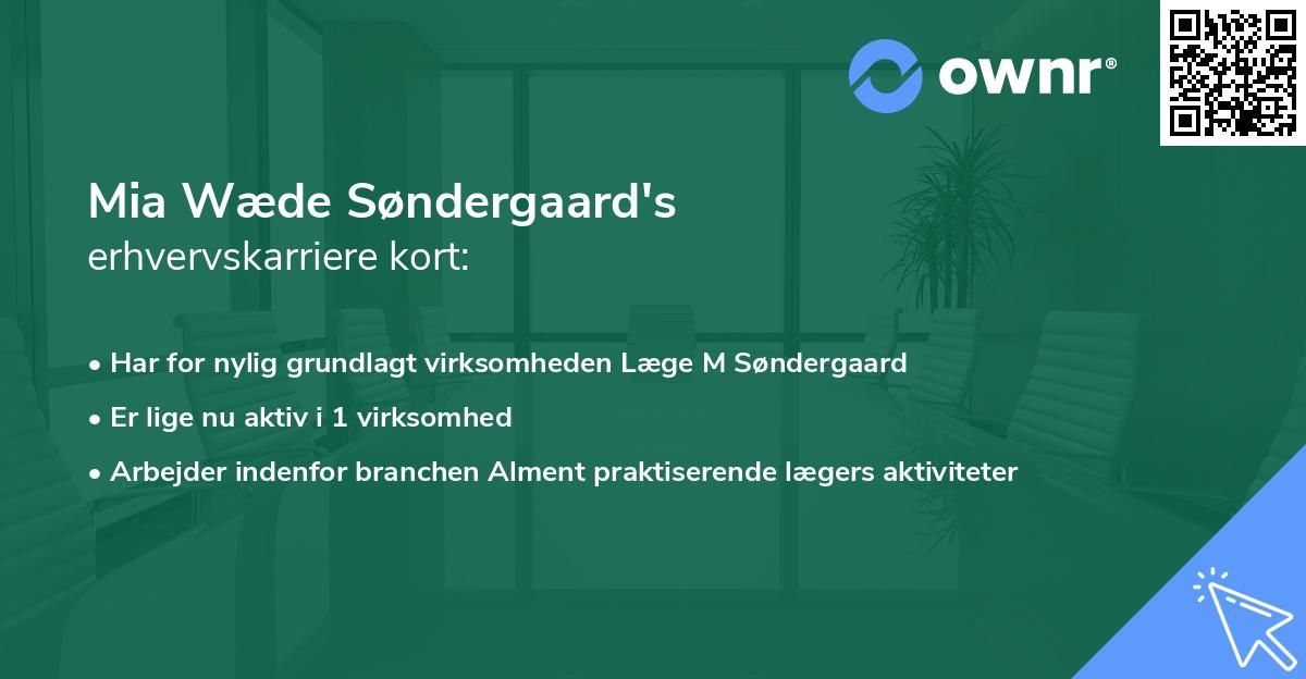 Mia Wæde Søndergaard's erhvervskarriere kort