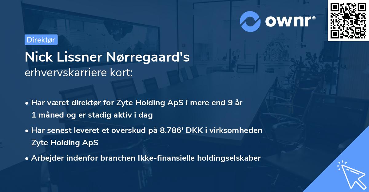 Nick Lissner Nørregaard's erhvervskarriere kort