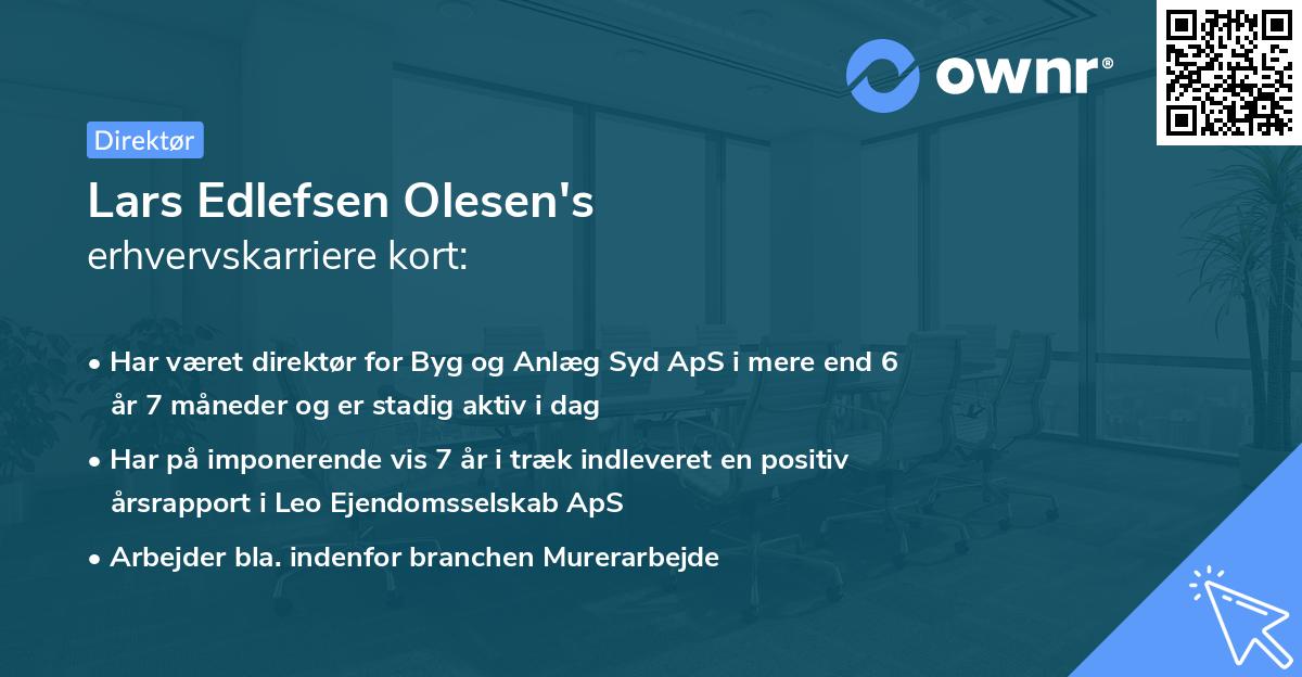 Lars Edlefsen Olesen's erhvervskarriere kort