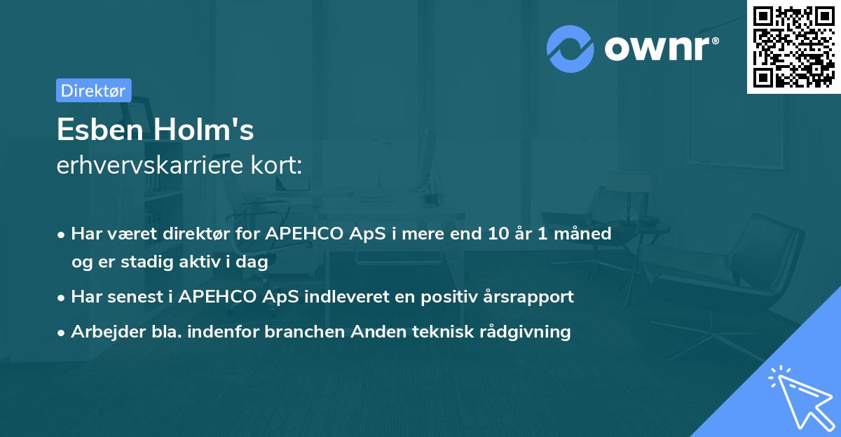 Esben Holm's erhvervskarriere kort