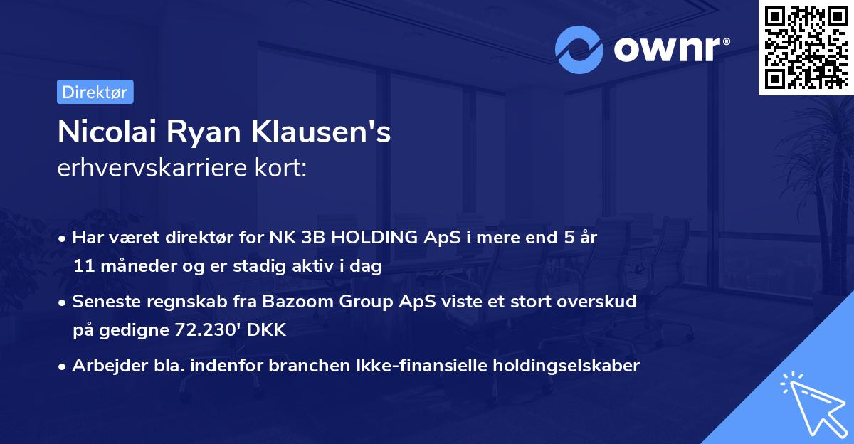 Nicolai Ryan Klausen's erhvervskarriere kort