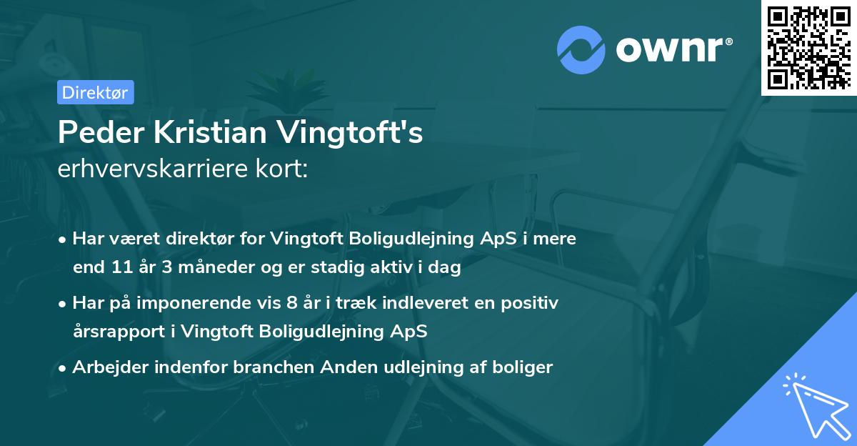 Peder Kristian Vingtoft's erhvervskarriere kort