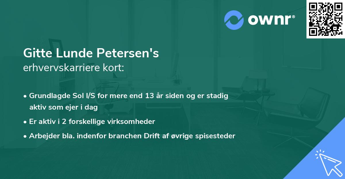 Gitte Lunde Petersen's erhvervskarriere kort