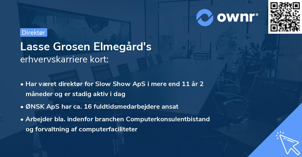 Lasse Grosen Elmegård's erhvervskarriere kort