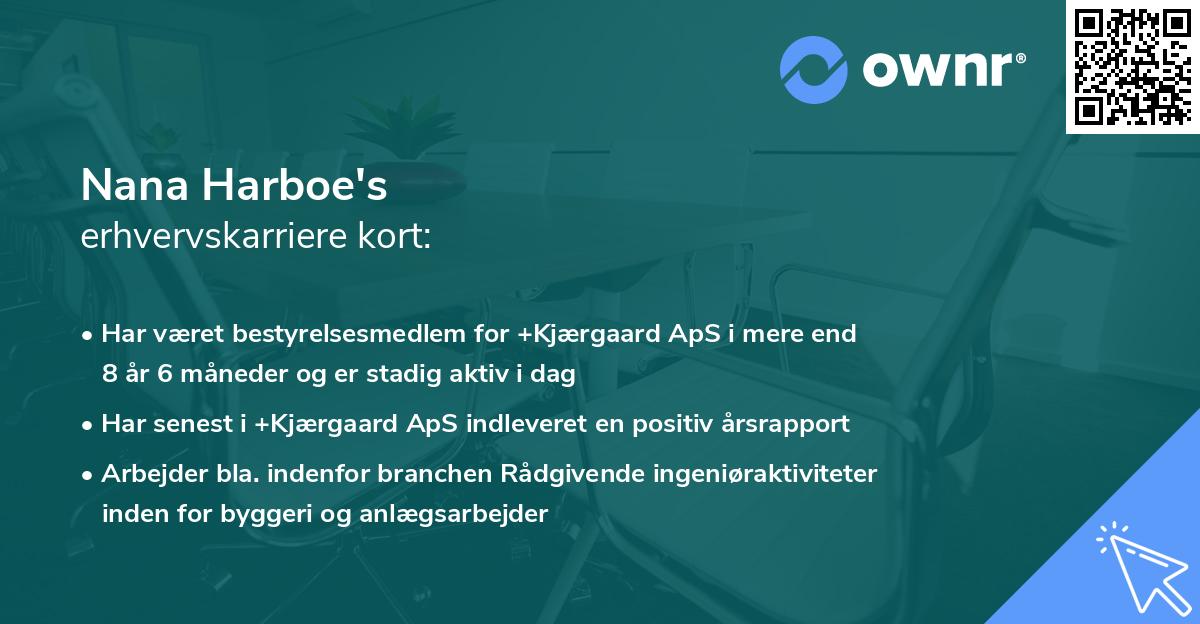 Nana Harboe's erhvervskarriere kort