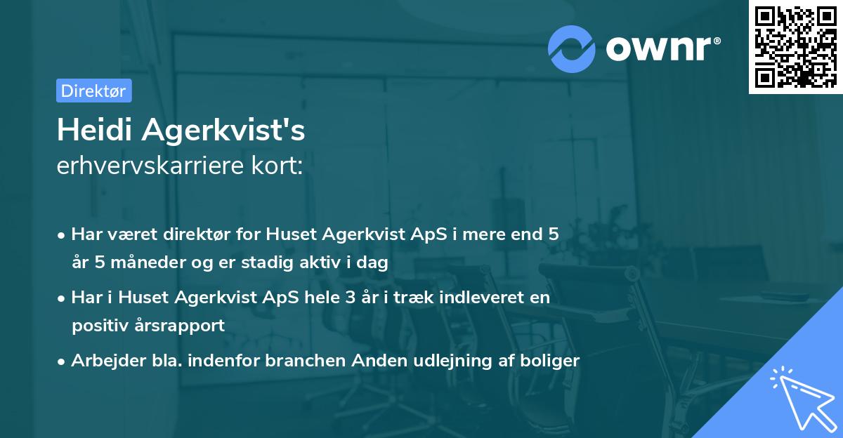 Heidi Agerkvist's erhvervskarriere kort