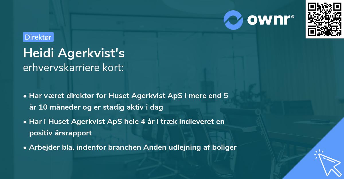 Heidi Agerkvist's erhvervskarriere kort
