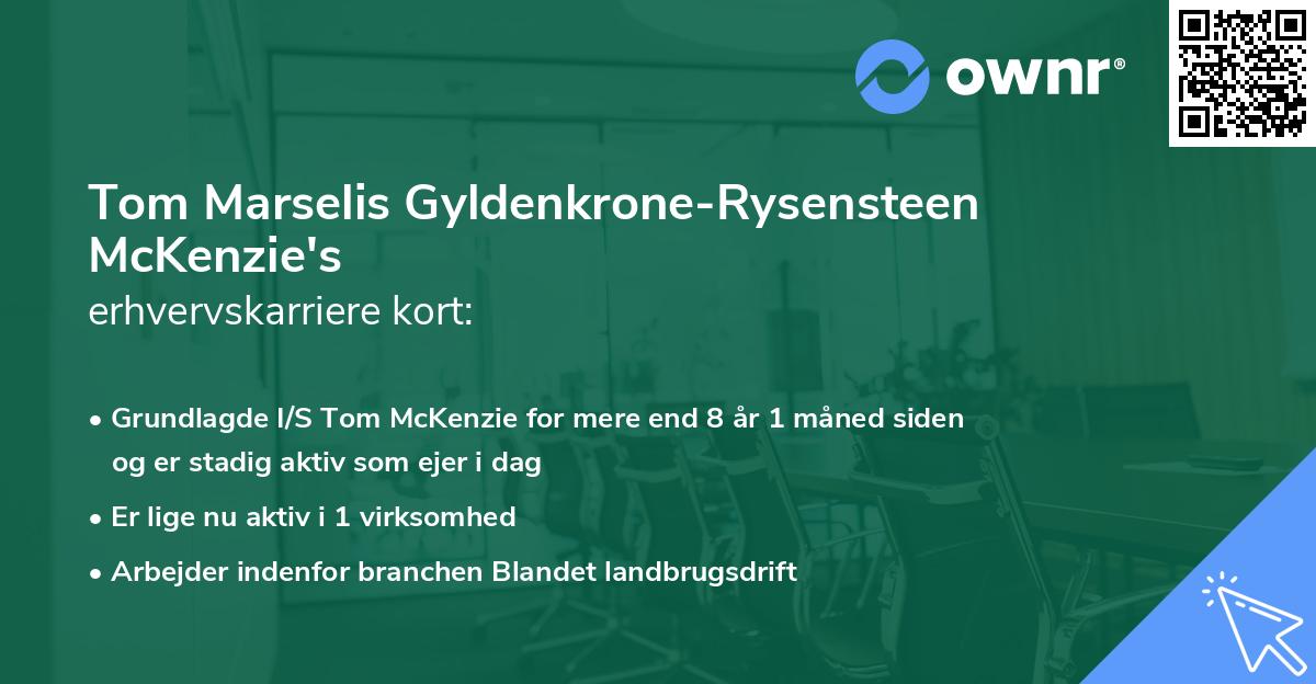Tom Marselis Gyldenkrone-Rysensteen McKenzie's erhvervskarriere kort