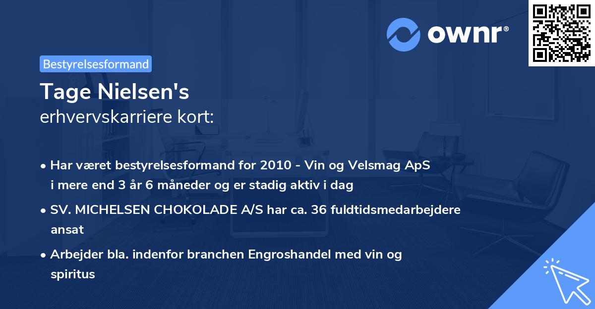 Tage Nielsen's erhvervskarriere kort