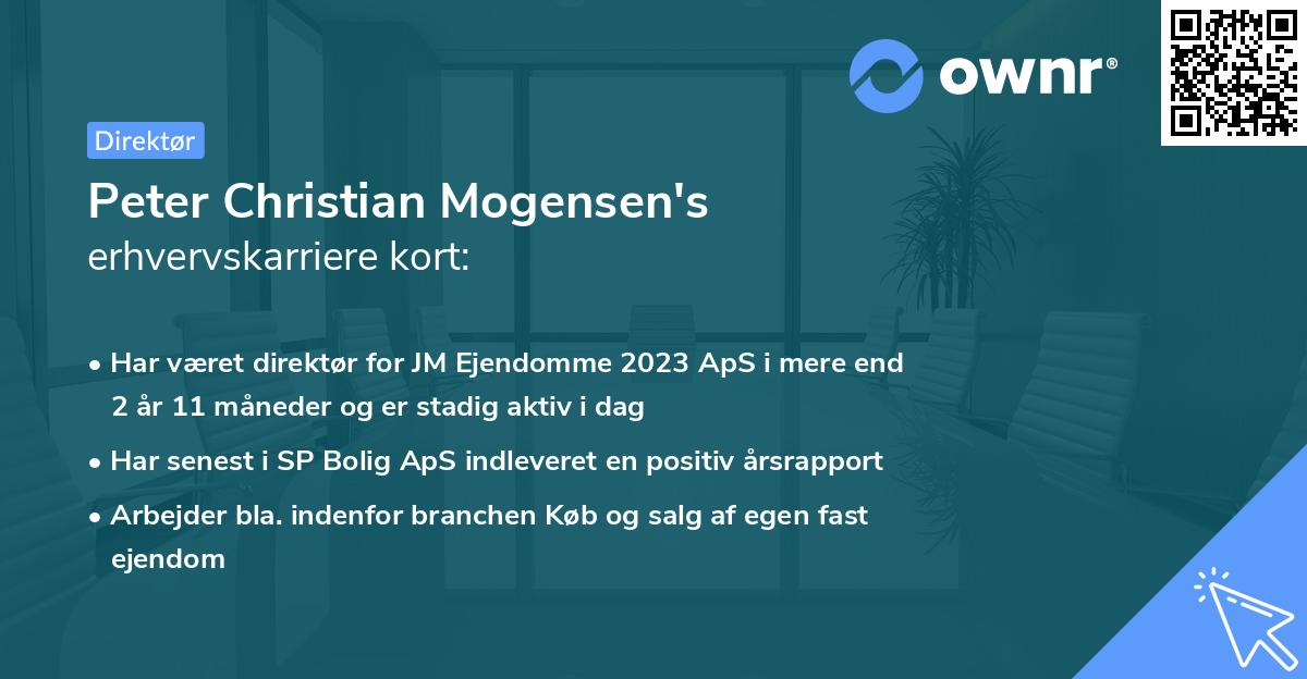 Peter Christian Mogensen's erhvervskarriere kort