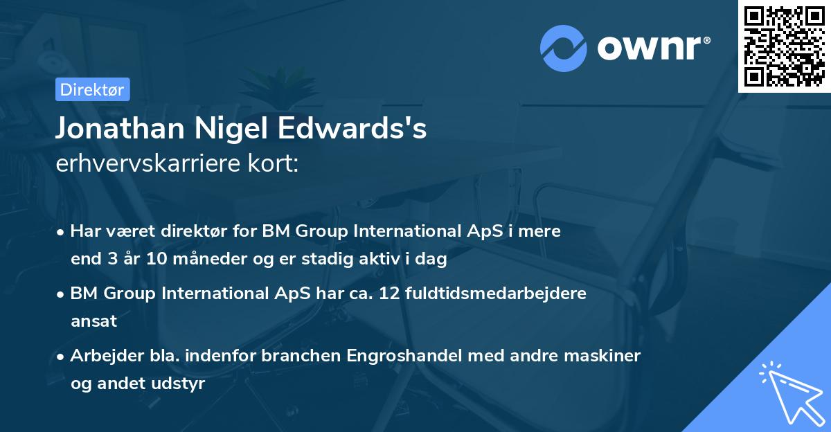Jonathan Nigel Edwards's erhvervskarriere kort
