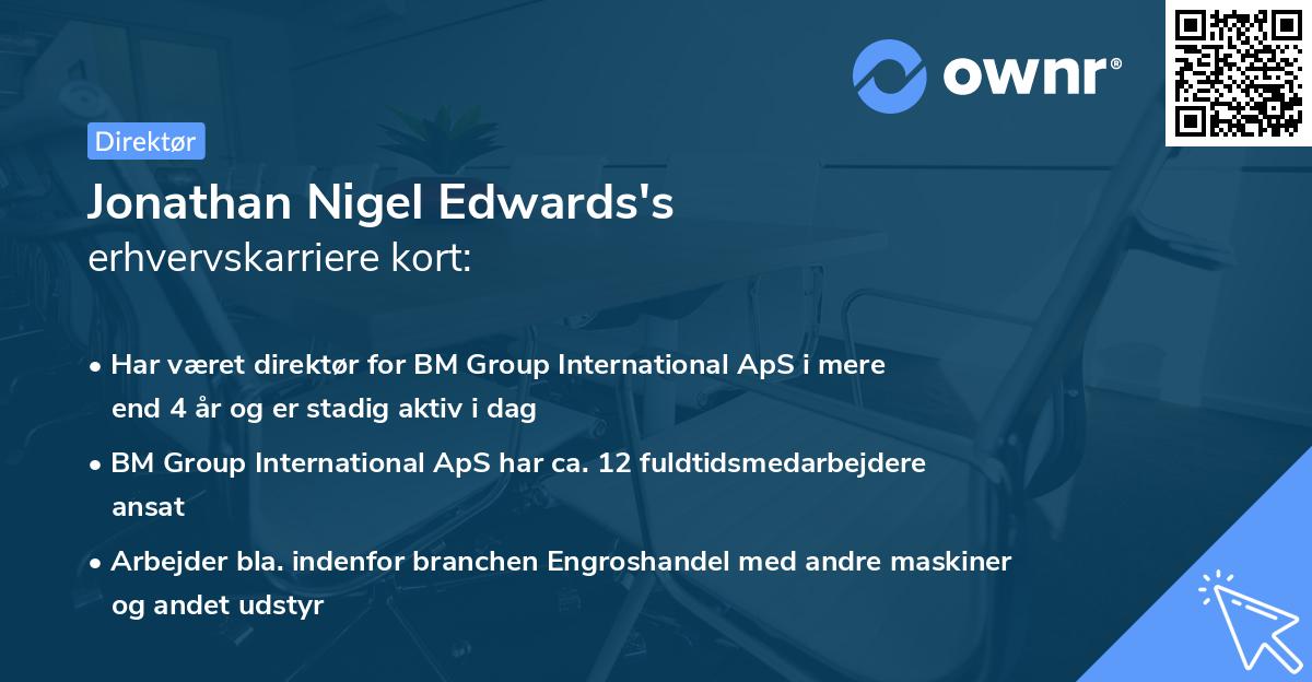 Jonathan Nigel Edwards's erhvervskarriere kort