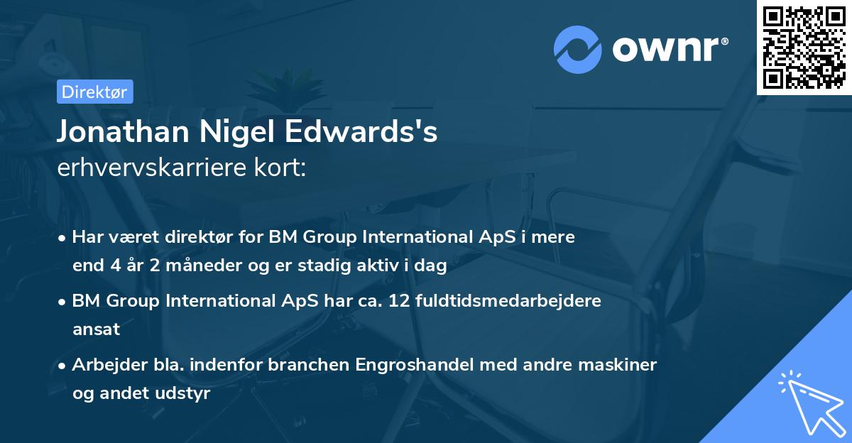 Jonathan Nigel Edwards's erhvervskarriere kort