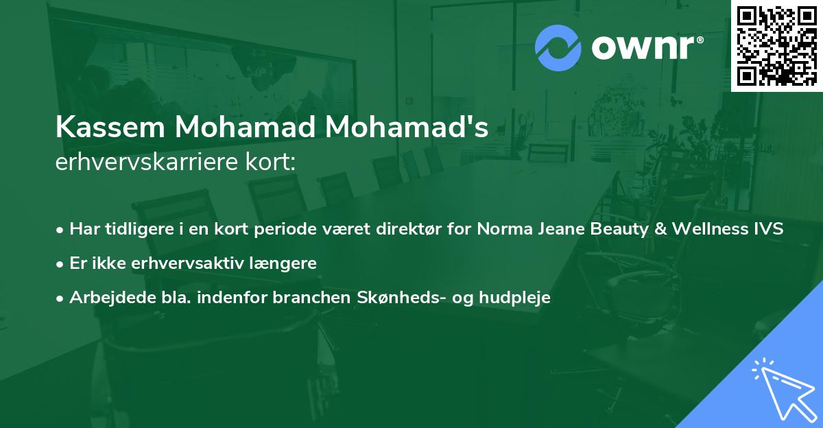 Kassem Mohamad Mohamad's erhvervskarriere kort