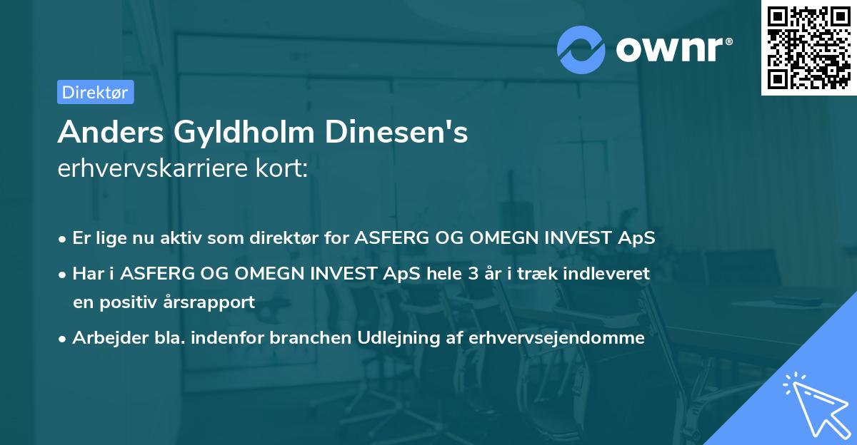 Anders Gyldholm Dinesen's erhvervskarriere kort