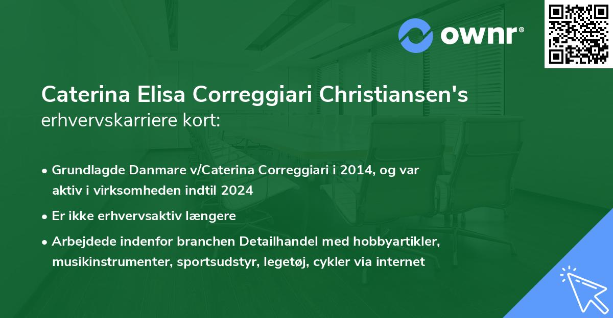 Caterina Elisa Correggiari Christiansen's erhvervskarriere kort