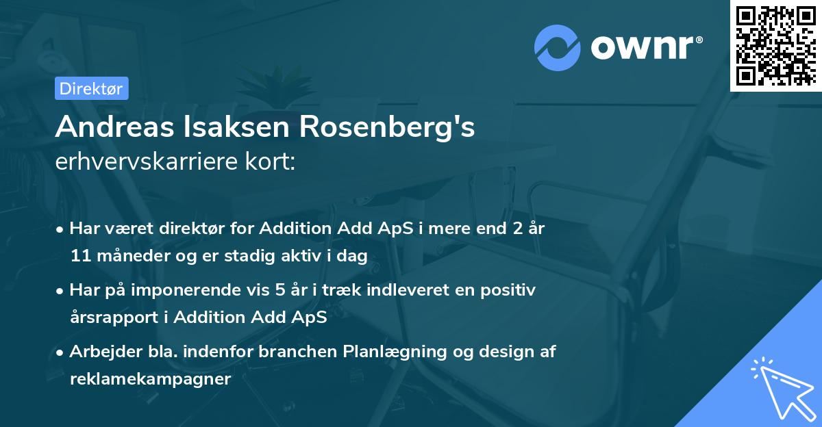 Andreas Isaksen Rosenberg's erhvervskarriere kort