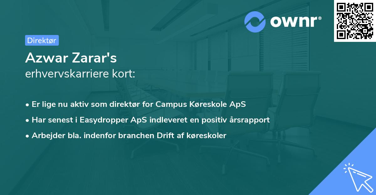 Azwar Zarar's erhvervskarriere kort