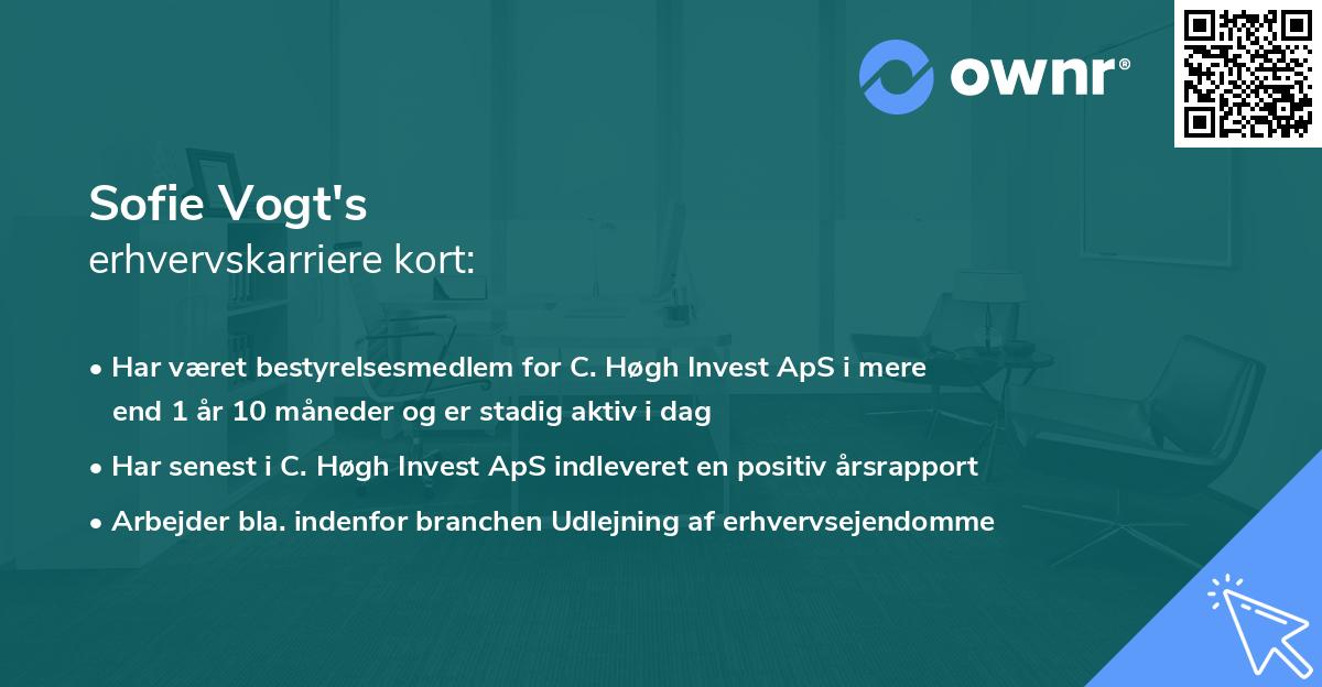 Sofie Vogt's erhvervskarriere kort