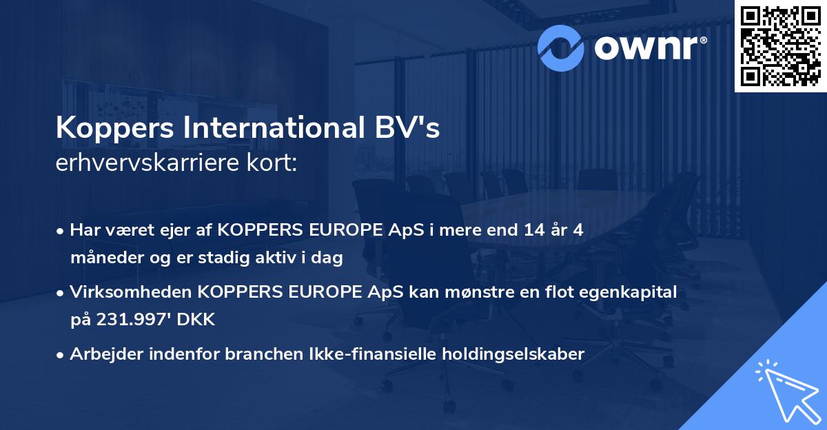 Koppers International BV's erhvervskarriere kort