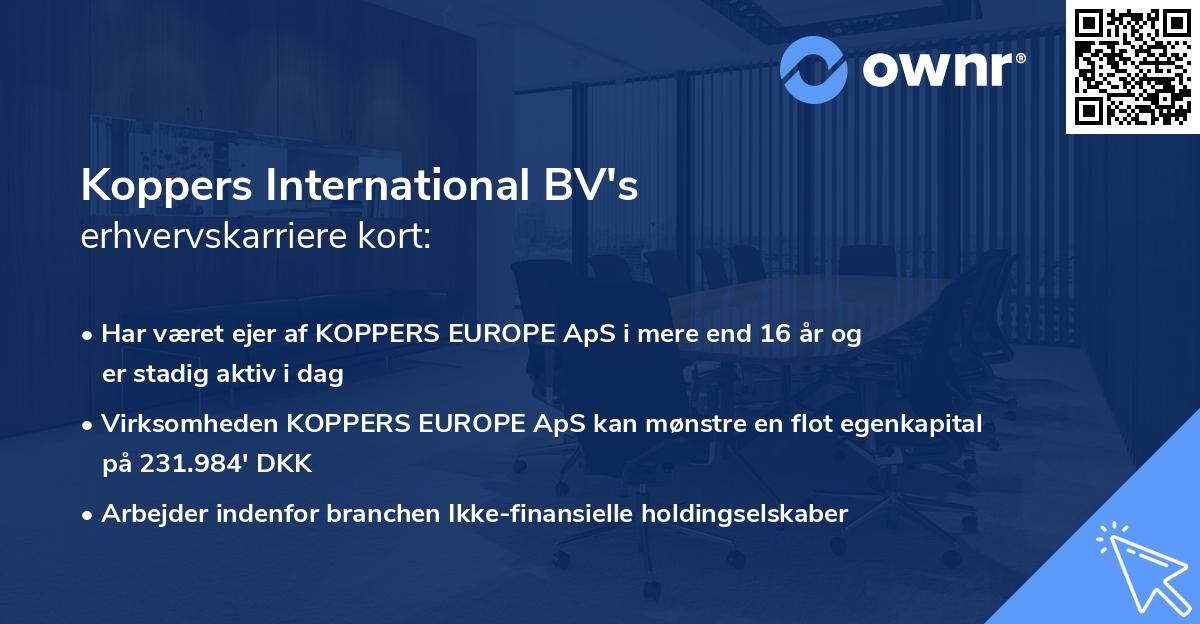 Koppers International BV's erhvervskarriere kort
