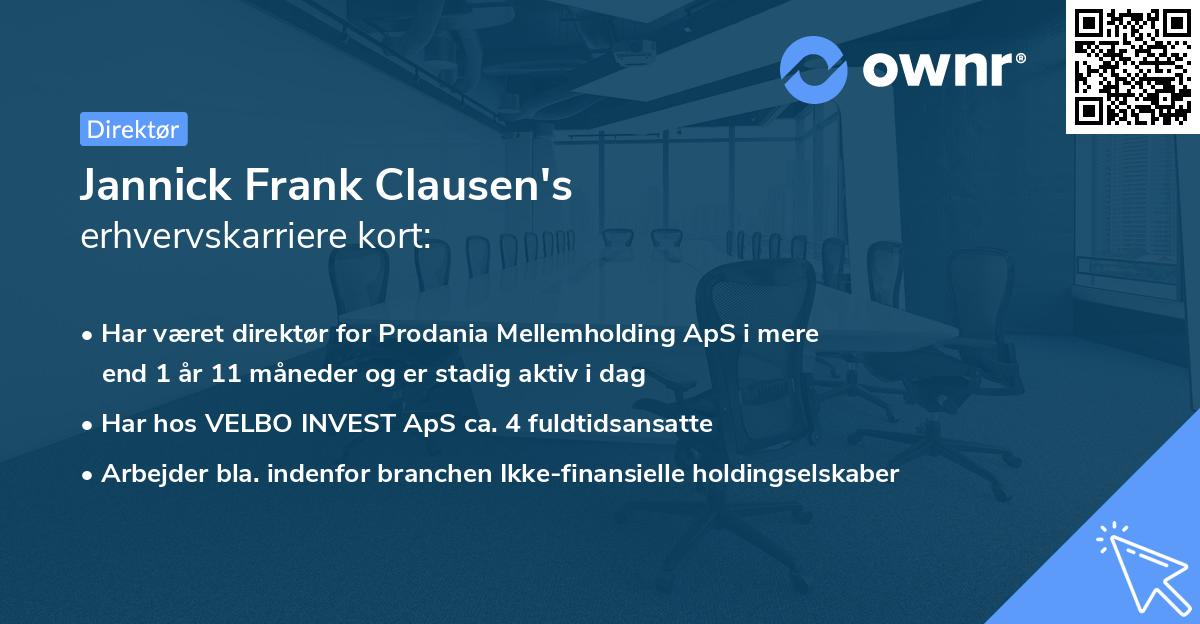 Jannick Frank Clausen's erhvervskarriere kort