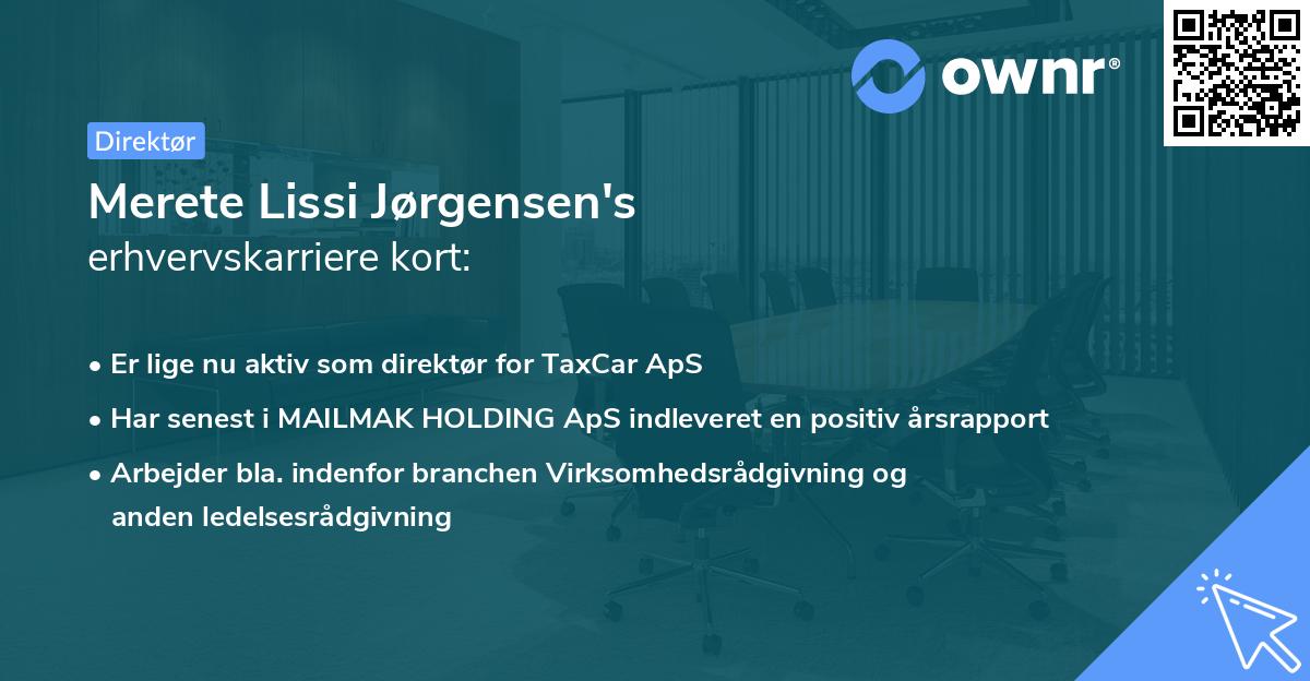 Merete Lissi Jørgensen's erhvervskarriere kort